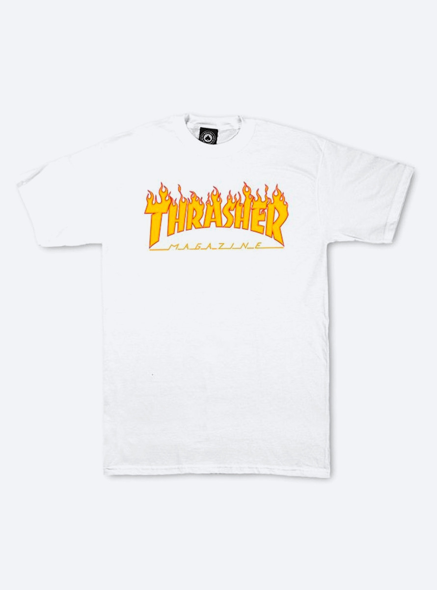 Camiseta Thrasher Flame Logo Tee White