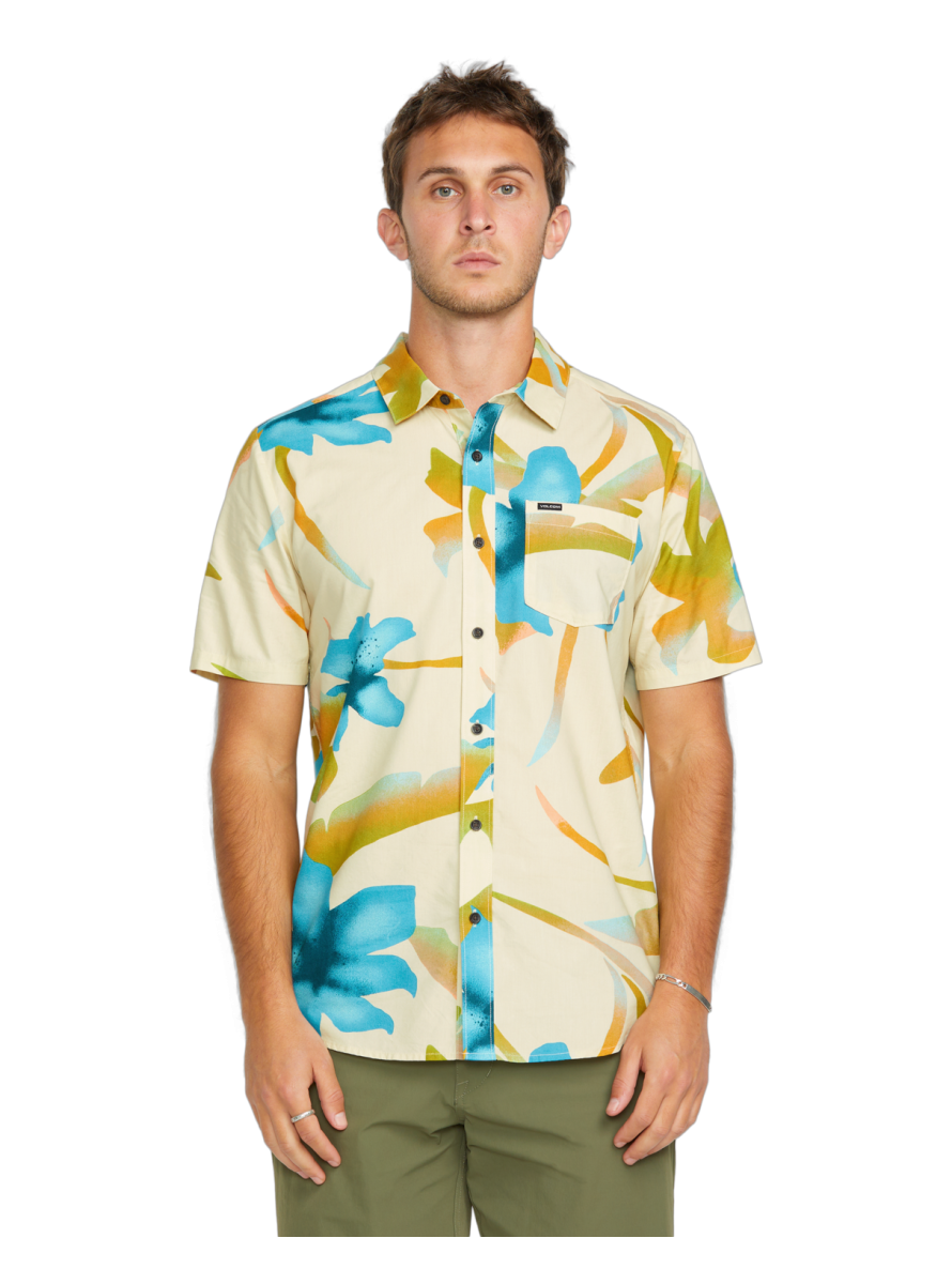 Camisa Volcom Tracers Floral SS Shirt Light Beige