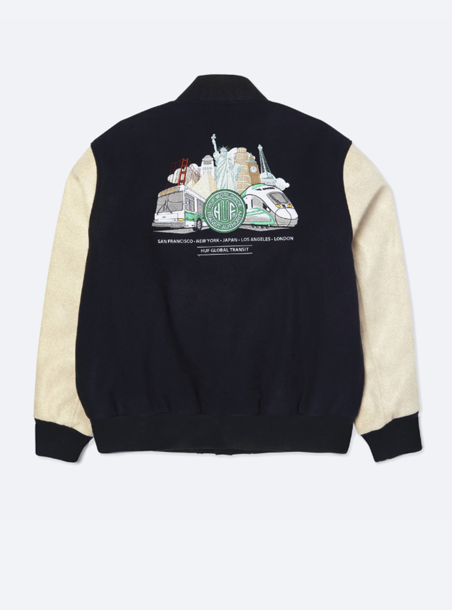 Cazadora HUF Global Transit Varsity Jacket Navy