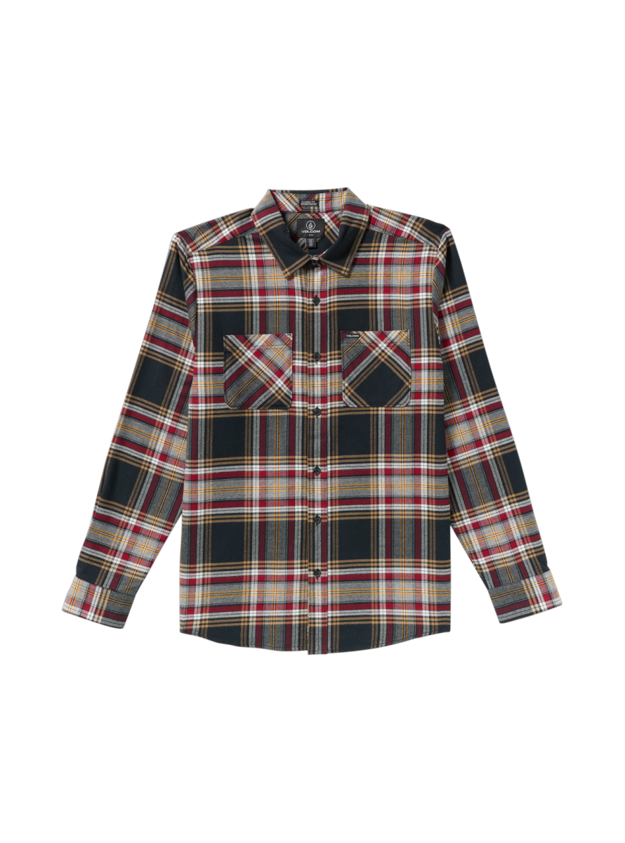Camisa Volcom Netastone Flannel LS Shirt Antique Black