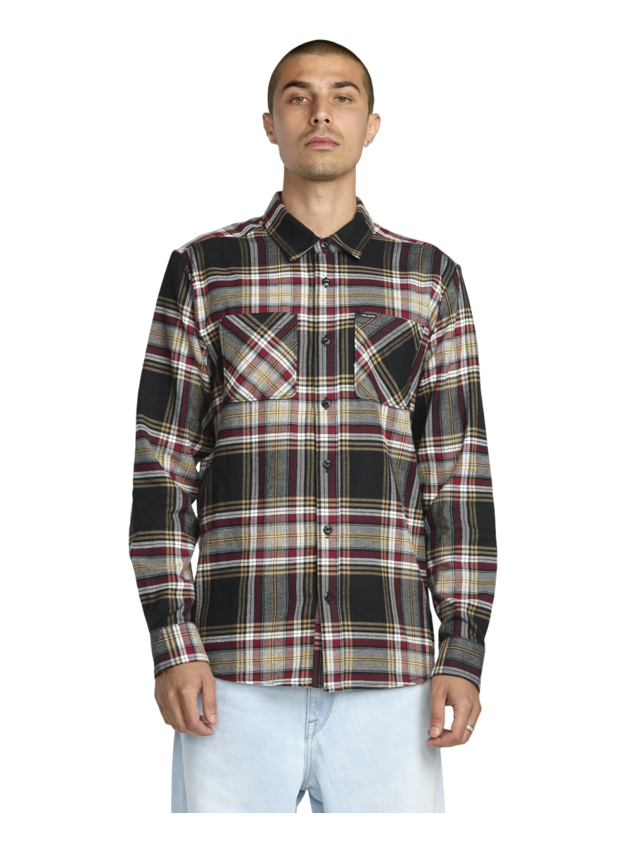Camisa Volcom Netastone Flannel LS Shirt Antique Black