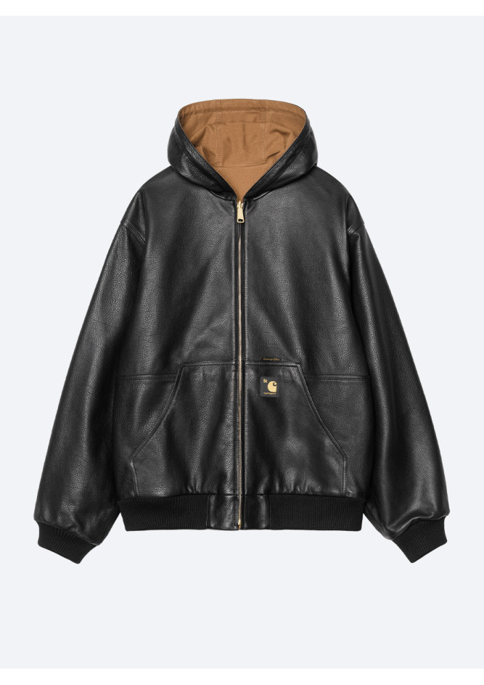 CAZADORA CARHARTT WIP OG ACTIVE JACKET 50TH ANNIVERSARY EDITION LEATHER BLACK / HAMILTON BROWN