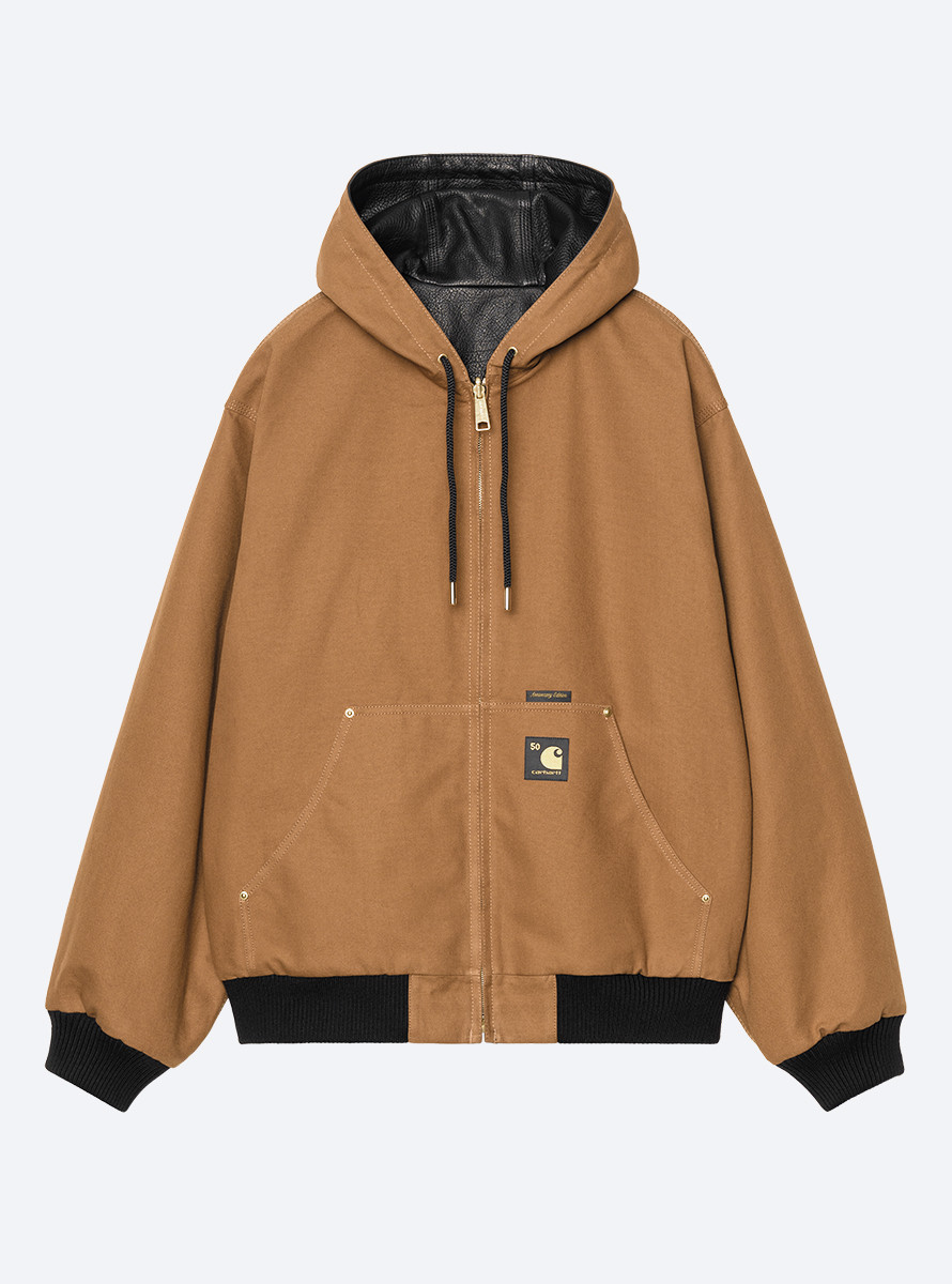 CAZADORA CARHARTT WIP OG ACTIVE JACKET 50TH ANNIVERSARY EDITION LEATHER BLACK / HAMILTON BROWN CAZADORA CARHARTT WIP OG ACTIVE JACKET 50TH ANNIVERSARY EDITION LEATHER BLACK / HAMILTON BROWN