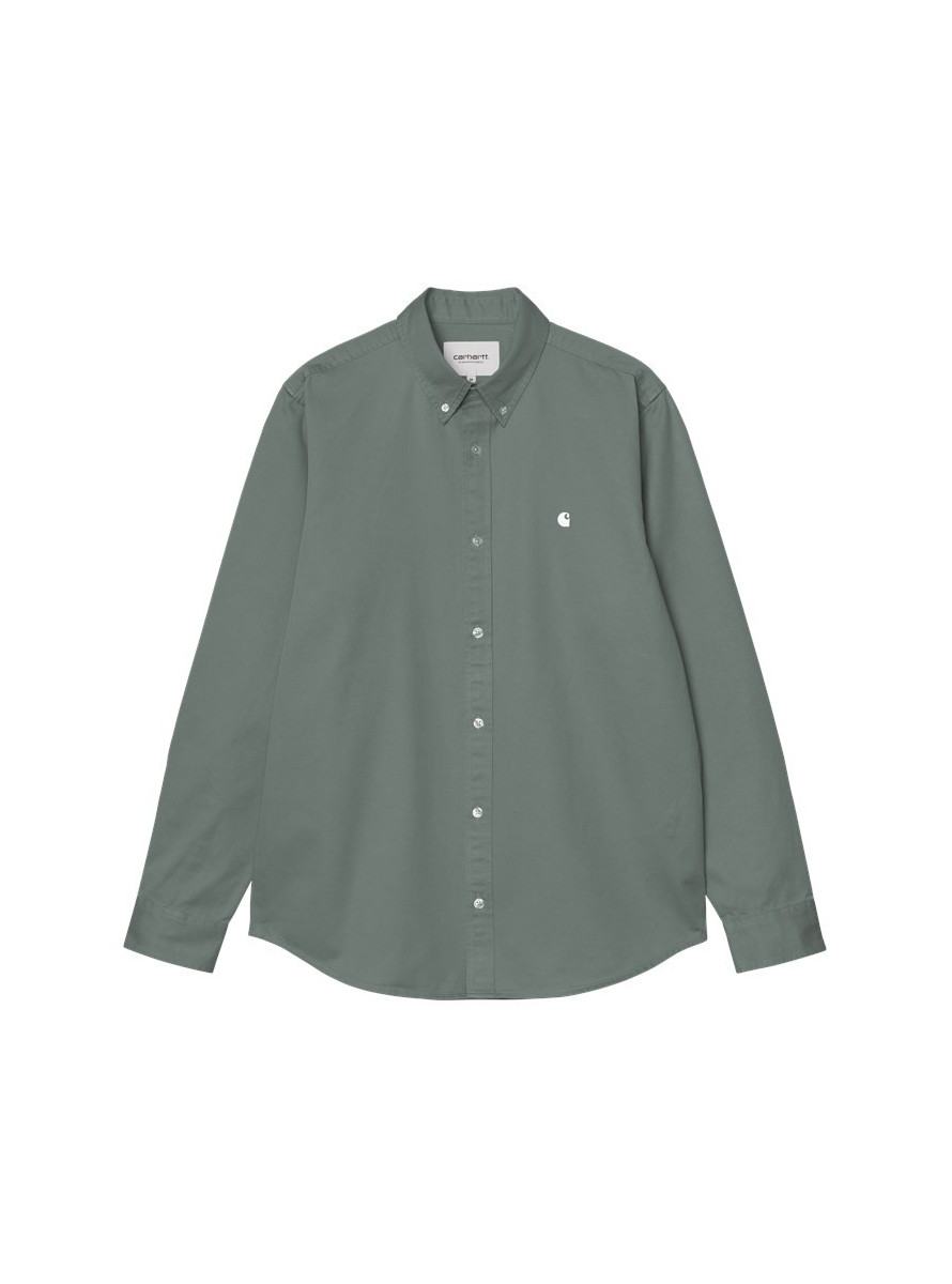 Camisa Carhartt WIP Madison LS Shirt Velvet Green White