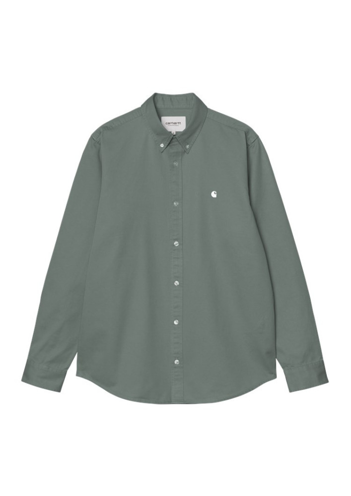 Camisa Carhartt WIP Madison LS Shirt Velvet Green White