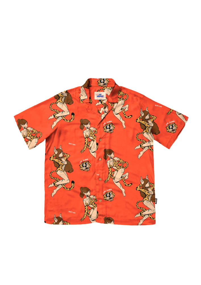 Camisa The Dudes Meow Red Hawaiian Shirt SS Multi