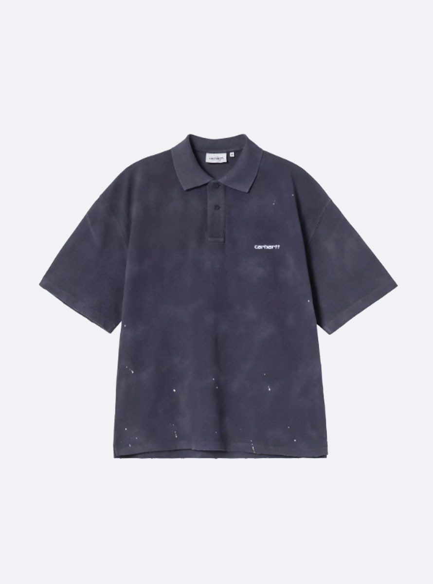 Polo Carhartt WIP Painter Polo S/S Dark Navy Destroy wash Splatter
