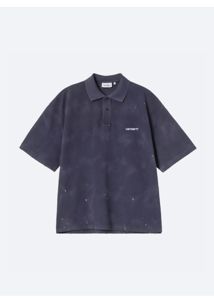 Polo Carhartt WIP Painter Polo S/S Dark Navy Destroy wash Splatter