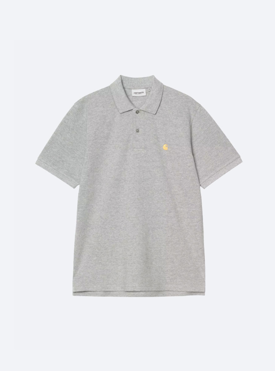 Polo Carhartt WIP Chase Pique Polo SS Grey Heather / Gold