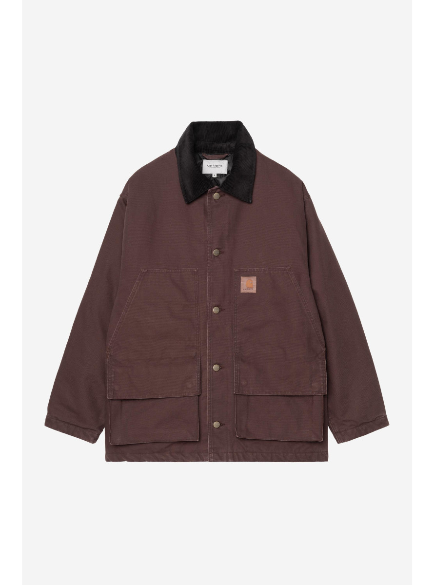 Cazadora Carhartt WIP Lander Coat Canvas Palisander / Black, stone washed