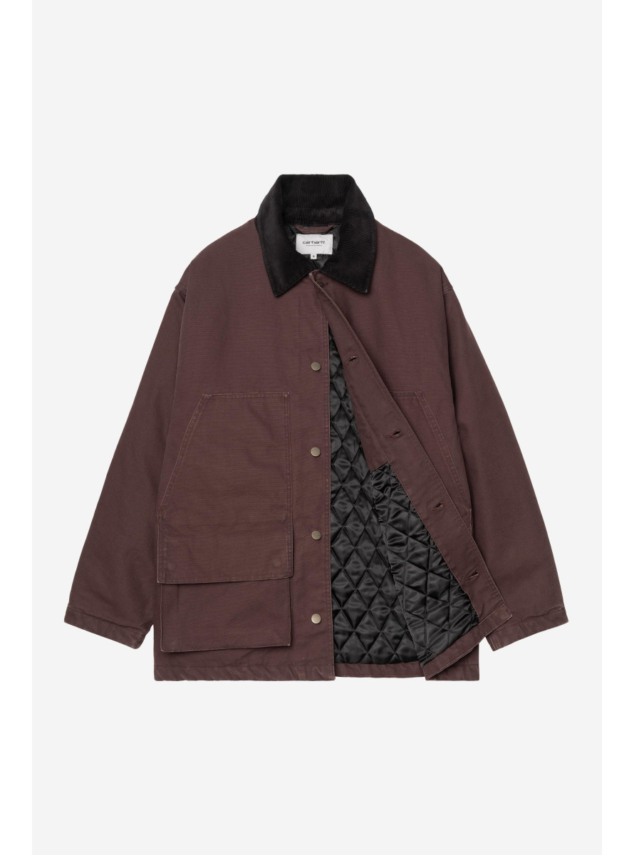 Cazadora Carhartt WIP Lander Coat Canvas Palisander / Black, stone washed